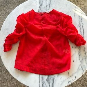 H&M Red Top with Ruffle Short Sleeves